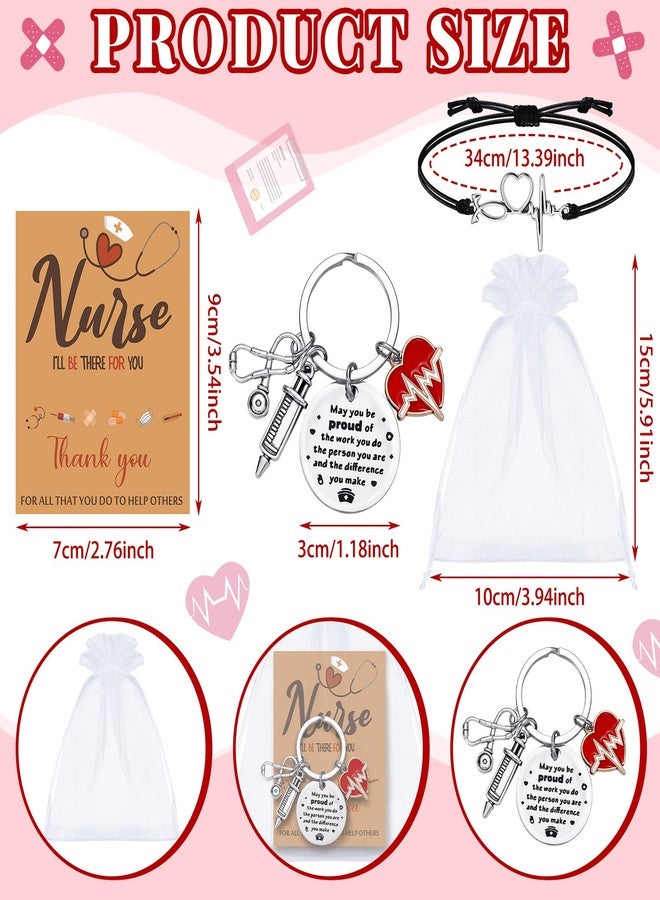 Aurelema 96 Pcs Nurse Keychain Chrismas Gifts Nurse Week Thank You Keychain for Party Coworkers Nursing Employee Assistant(Red Hearts) - Image 4